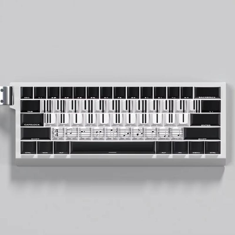 74Key Side Print Translucents Keycaps Original Profile Piano Key Theme Backlit Keycap for 60-68 Mechanical Keyboards