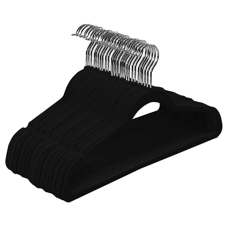Aicasa Black Velvet Clothes Hangers - Notched Shoulders - Non-slip for Jackets, Shirts, Pants, Coats - 360 Swivel Hook °