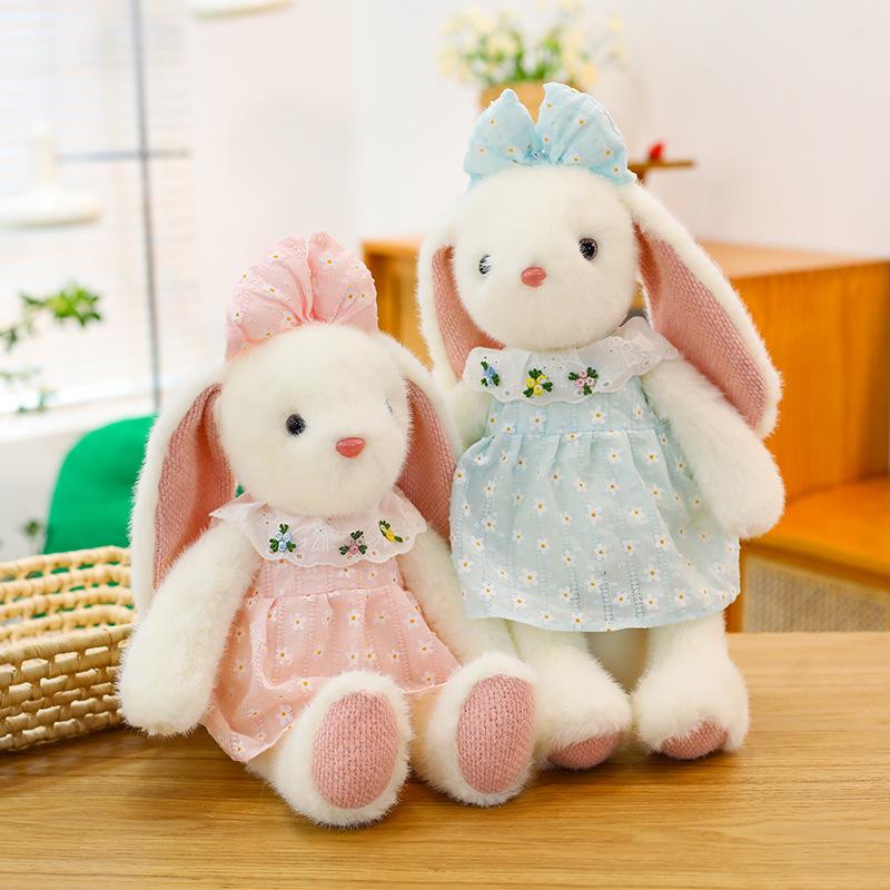 Falda floral conejo peluche muñeca nuevo lindo lindo lindo muñeca de conejito regalo de cumpleaños