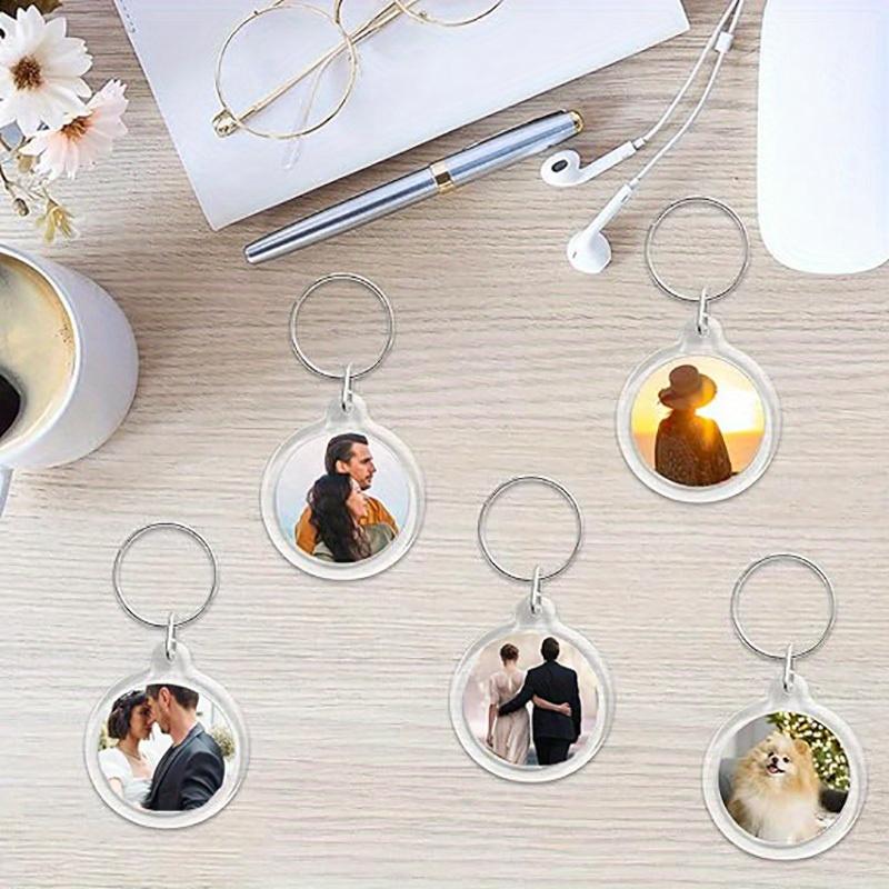 50-piece Photo Frame Keyring Set, Transparent Acrylic Photo Frame Keyrings, Circular Blank Photo Insert Keyrings for DIY Crafting