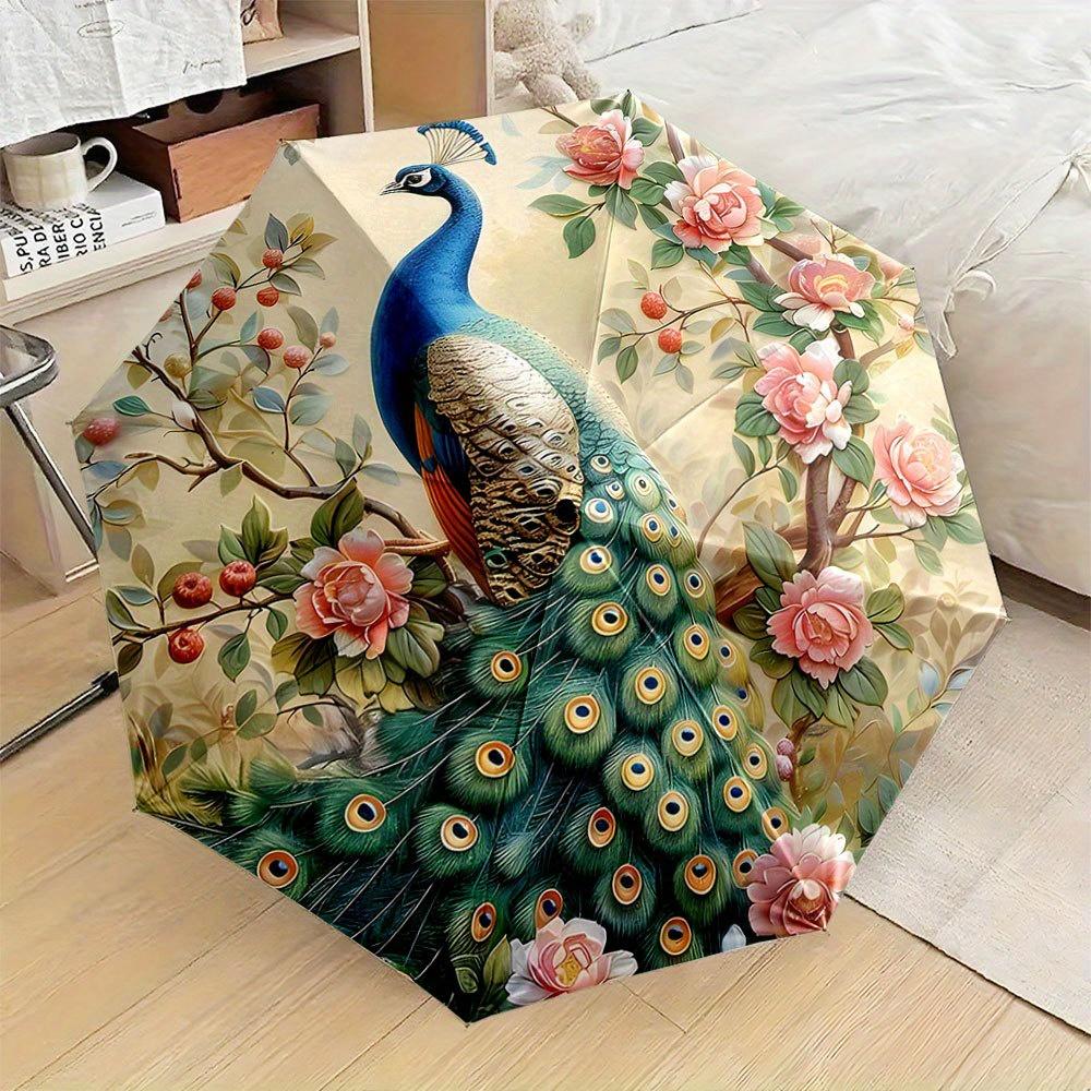 

Automatic Folding Umbrella with Peacock & Golden/Black/Green/White/Beige/Gray/Brown/Blue/Pink/Black/Golden/White/Gray/Red/Blac (as the picture,iron&8K)