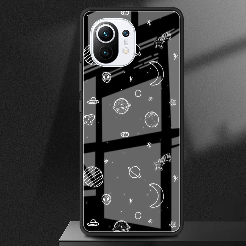 Glass Case For Xiaomi Poco X3 NFC 11 Lite 11T F3 M3 For Redmi Note 11 10 9 8 Pro 10S 9S 9A 9C Phone Cover Astronaut Spaceship