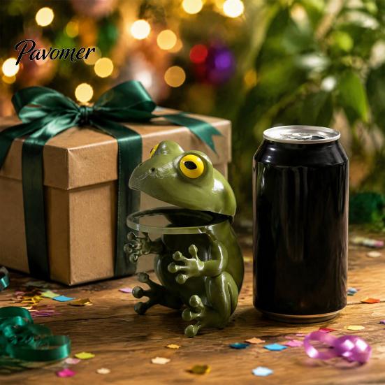 Mini Storage Box Frog Soda Can Lid Topper, Reusable Plastic Animal Cover, Office Workstation Accessories Decorative Desktop Container for 375ml