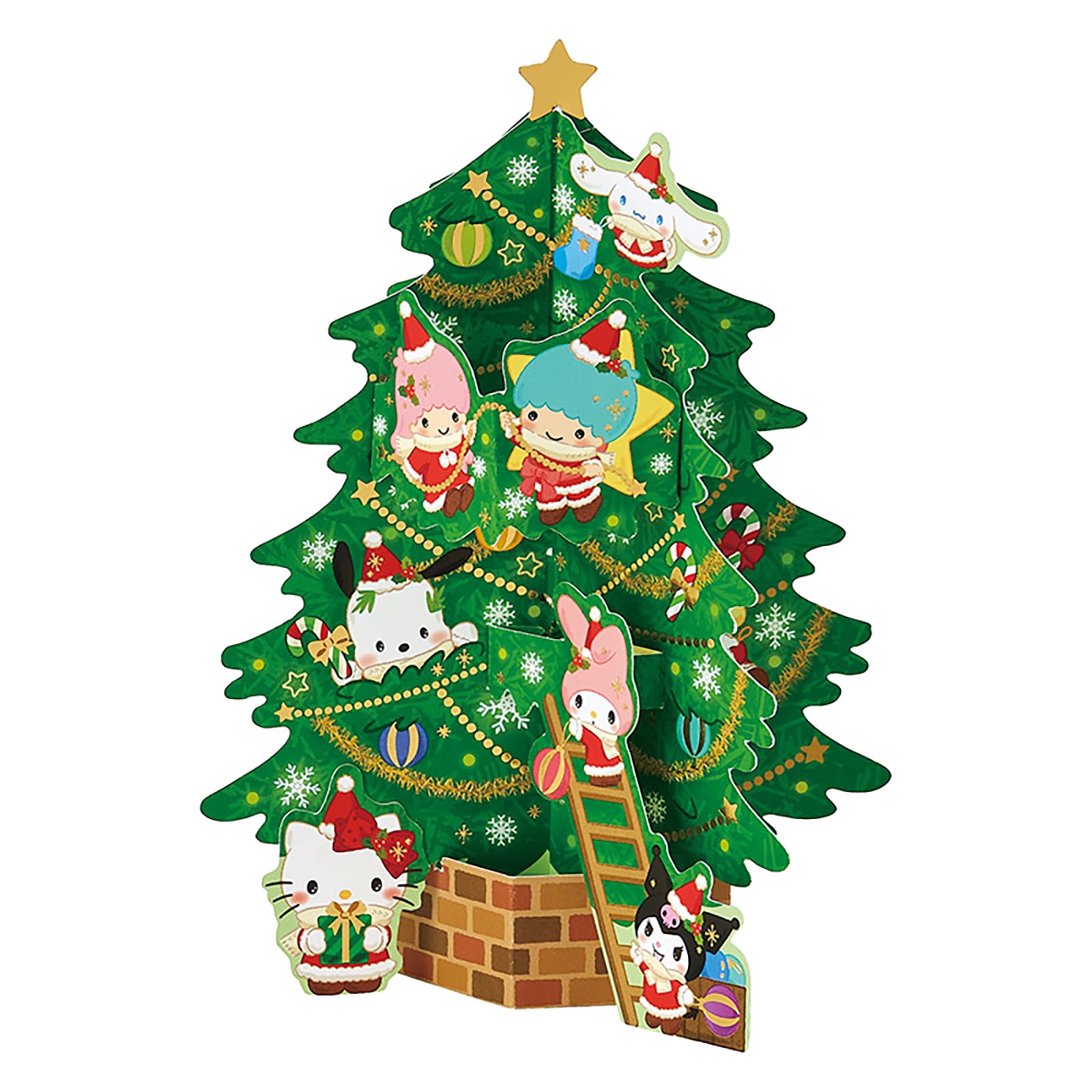 Sanrio Christmas Card Message Card Christmas Sanrio Characters Tree JX 242608 57-5 зелёный