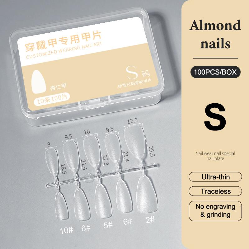 100Pcs/Box Xs/S/M Fake Nails No Polishing No Trace Press On Nails Clear Artificial Thin Nail Tips For Nail Extension Home Diy