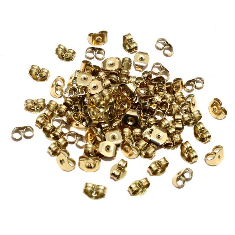 100 шт. Гвоздики для сережек Заглушки Застежки Нержавеющая сталь С позолотой DIY Серьги Аксессуары для изготовления ювелирных изделий Фурнитура 5x3.5mm