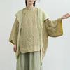 Johnature Damen Hemden im chinesischen Stil Stehkragen Siebenärmel Druck Blumen Blusen Sommer Knopf Vintage Hemden