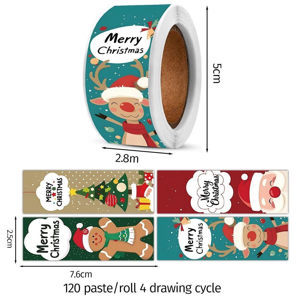 120PCS Multicolor Merry Christmas Stickers Mixed Pattern Cartoon Santa Snowman Packaging Decals Xmas Tree Deer