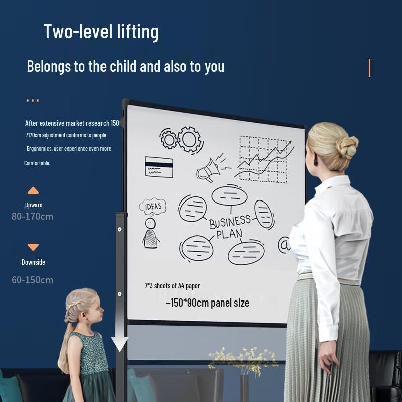 Deli 150x90cm Magnetic Mobile Whiteboard with Stand