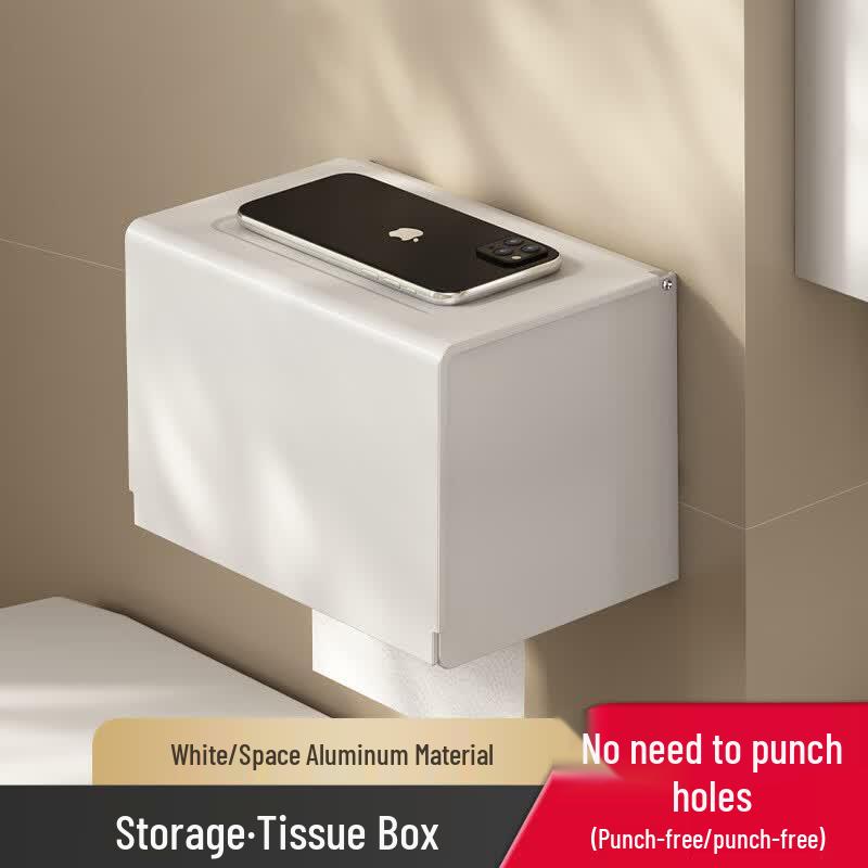 GOWKE Wall-Mounted Adhesive Tissue Box with Storage