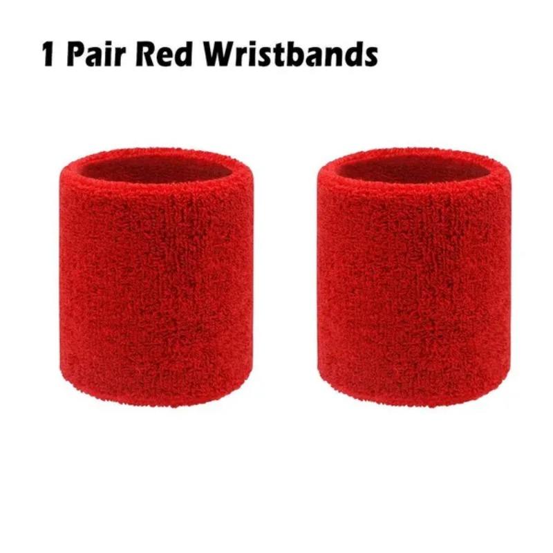 1 Pair Solid Color Wrist Protection Sports Anti-sweat Wristband with Sweat Absorption Breathable Sports Accessories
