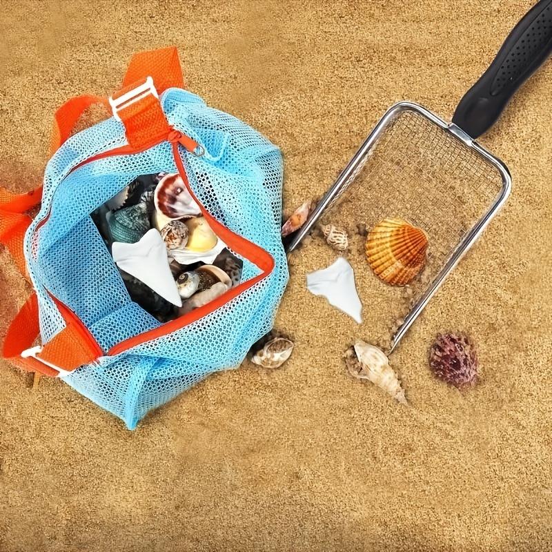 [Stainless Steel Shovel] Stainless Steel Mesh Shovel, 1pc with Screening Bag - Multipurpose Beach Net Scoop for Collecting Seashells, Sifting Beans