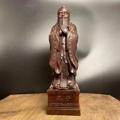 1PC Agarwood Carving Teacher's Day Gift Confucius Carved Wooden Ornaments Living Room and Office Desktop Home Decoration Gifts