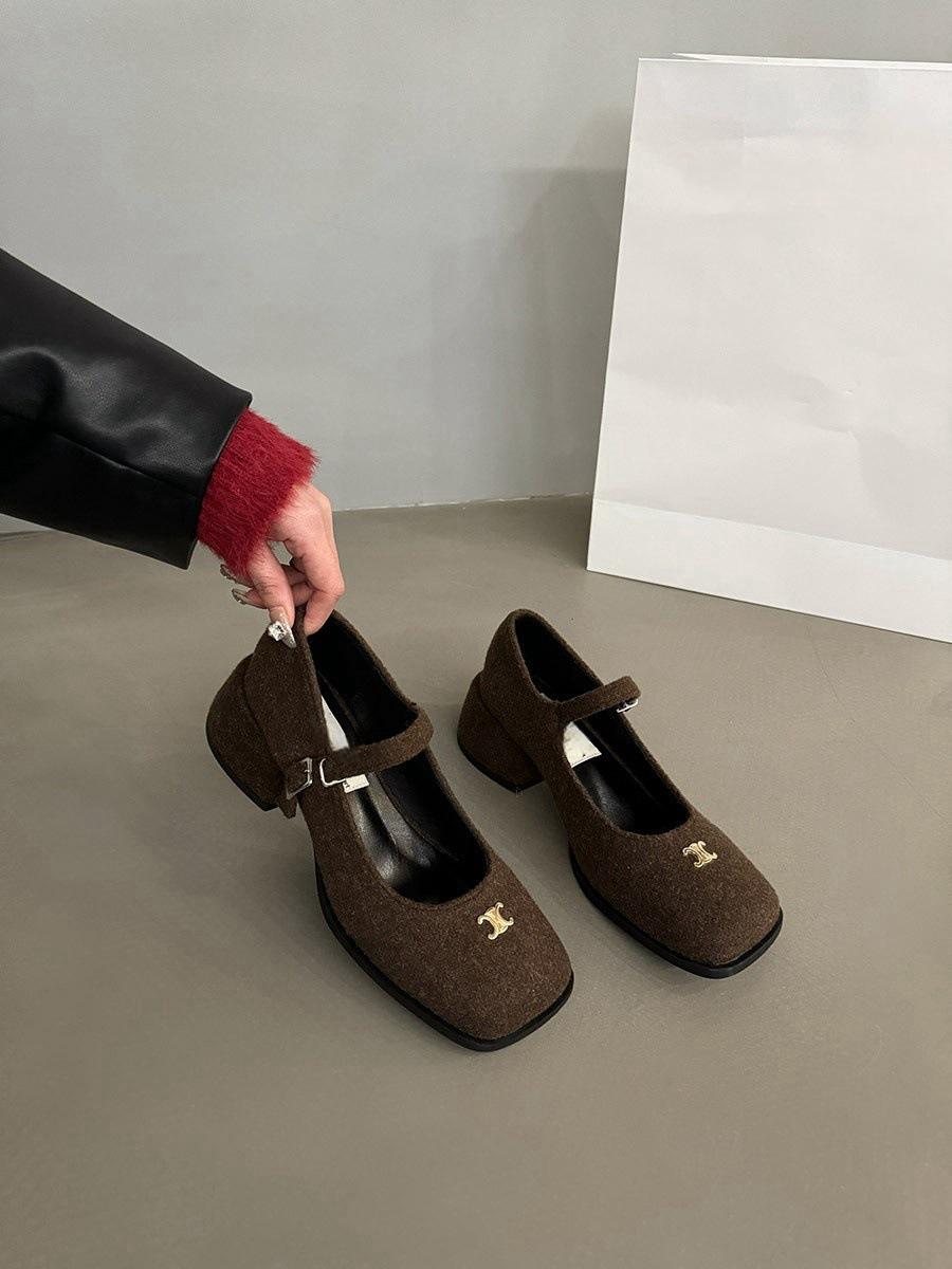 

Высокие каблуки, вечерние туфли, детские новые популярные свадебные туфли 2025 года, высококачественные туфли на толстом каблуке, одинарные туфли Мэри Джейн 40