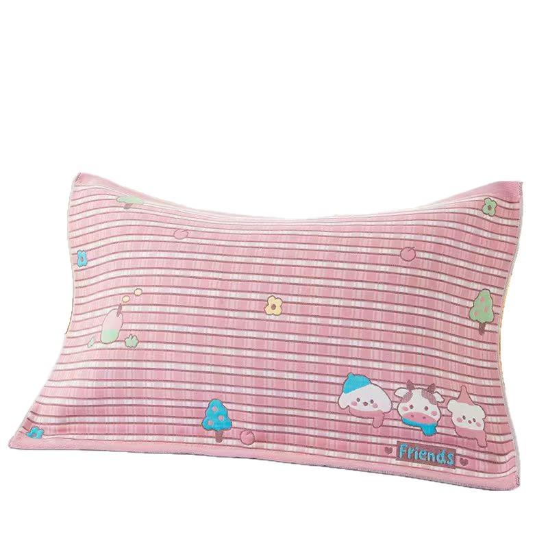 Eight-Layer Gauze Cotton Pillowcase Pair, Soft, Thick, All-Season Comfort for Home Use