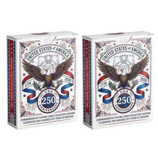 USA 250th Anniversary Commemorative Playing Cards 1776–2026 Patriotic 2pcs