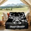 1PC Custom Name Deer Antlers Flannel Blanket Versatile,all-season Throw Suitable for the Living Room,bedroom,camping,travel,and Gift
