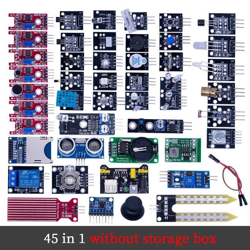 LIZAO 37/45 in 1 Sensor Kit, Assorted Sensor Modules Compatible with Arduino for DIY & Educational Projects