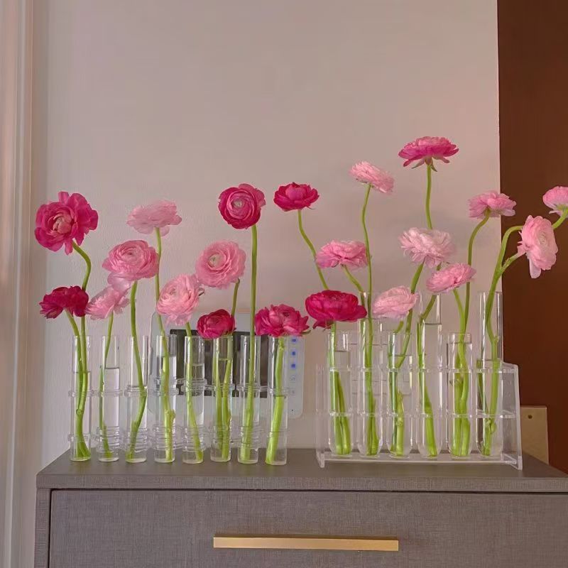Test Tube Glass Vase Insertion Type Decorative Flower Rack Hydroponic Flower Pot Combination Vase Office Living Room Decoration