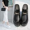 2025 New 13cm Fashion Inner Height Slope Heel Slippers Women's New Round Head Buckle Decorative Half Slippers ZYW-082-2