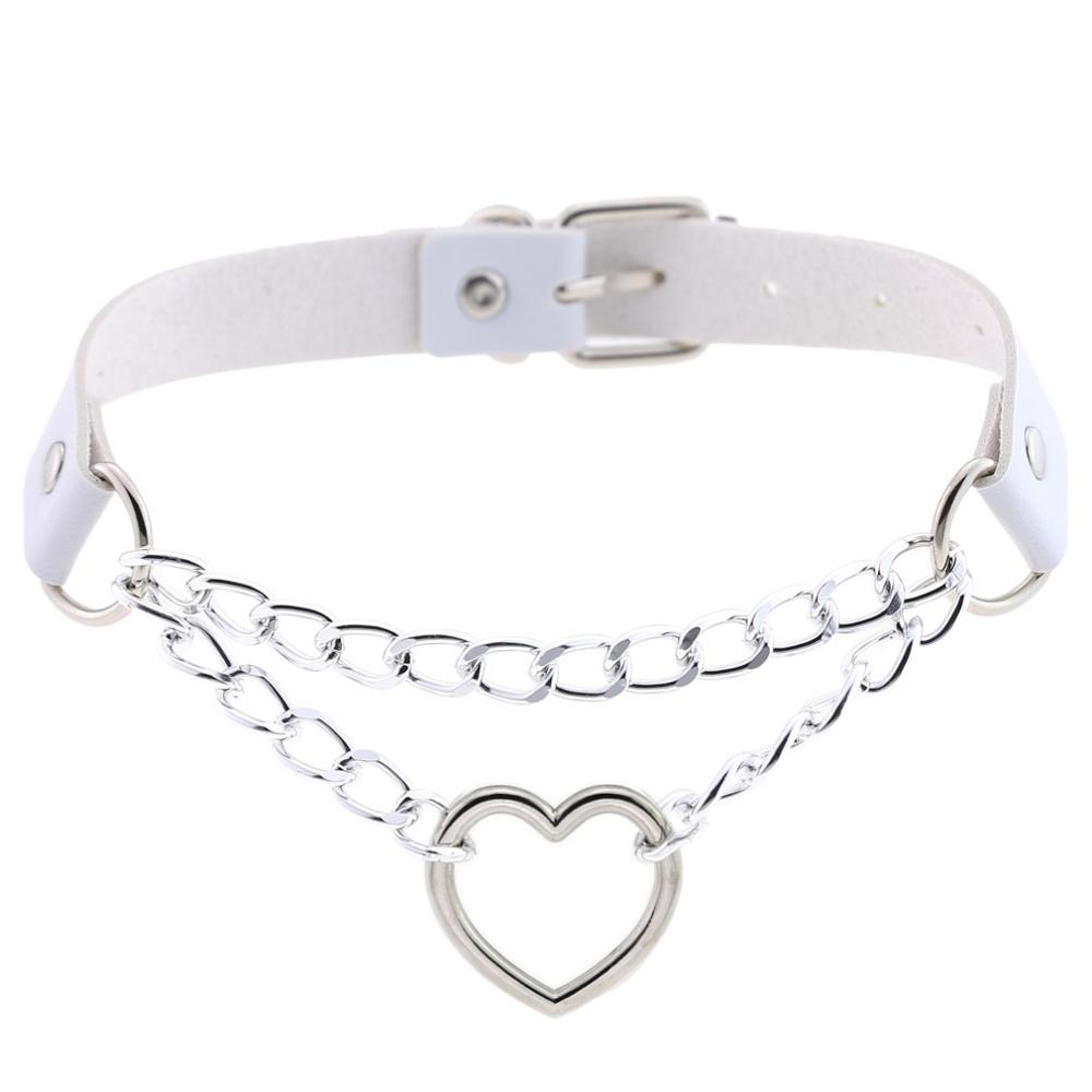 Heart Choker Collar For Women Goth Accessoies Black Leather Chain Chockers Gothic Punk Grunge Emo Necklace Jewelry
