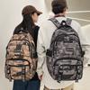 Trendy Brand Camouflage Backpack Men's Large Capacity Casual Junior High and School Student Schoolbag Female Harajuku Style Graffiti Couple Backpack