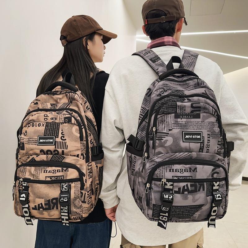 Trendy Brand Camouflage Backpack Men's Large Capacity Casual Junior High and School Student Schoolbag Female Harajuku Style Graffiti Couple Backpack