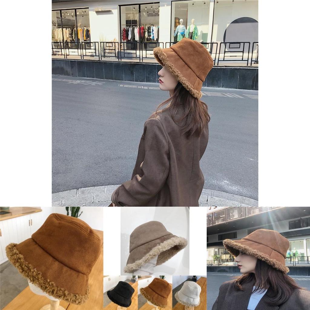 Cozy Lambswool Women's Winter Hat Fashionable Korean Style Bucket Hat For Cold Seasons