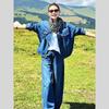 2026 Early Spring New Style, a Complete Set of Hong Kong-Style Retro High-End Cool and Elegant Denim Jacket and Pants Two-Piece Set