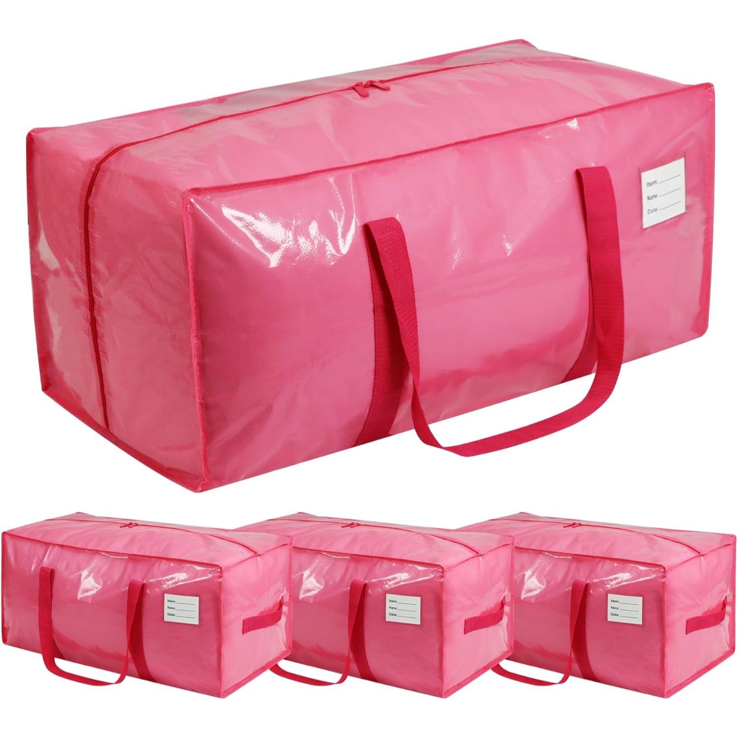 

4/6 Pack Extra Heavy Duty Large Moving Bags with Comfortable Handle & Strong Zipper Closure Heavy-Duty Plastic Storage Totes Bag