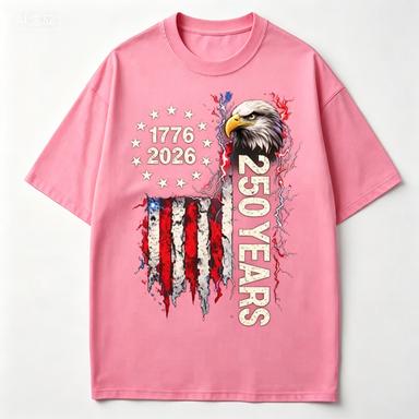 Vintage Eagle Usa Flag 17762026 250 Years Patriotic Graphic Casual Cotton Tshirt