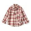 Colorful Checkered Women's Shirt Turn Down Collar Chest Pocket Long Sleeved Blouse Korean Style Spring New Version Loose Casual Woman Top