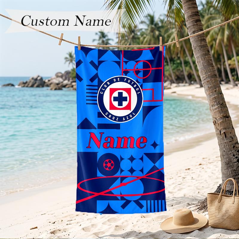 Cruz Azul Custom Name Printed Beach Towel Personalized Soft Towel For Swimming Beach Travel