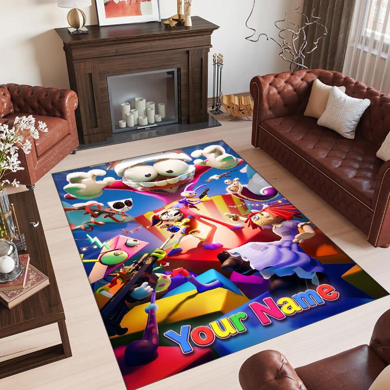 Personalized Crystal Velvet Carpet Custom Name Text,The Amazing Digital Circus Anti Slip Area Rug For Home Decoration