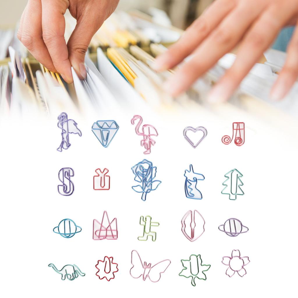100pcs Paper Clips Multipurpose Cute Exquisite Colored Plating Reusable Metal Paperclips for Office 