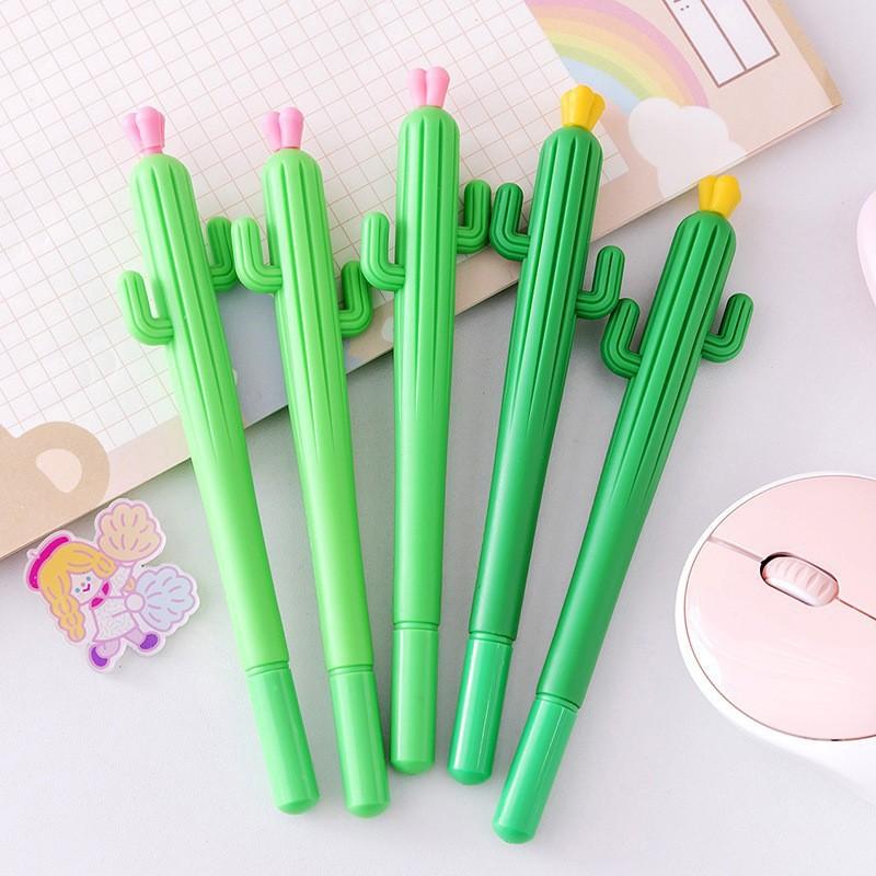 Office School Supplies Creative Flowering Cactus Shape Creative Gel Pen Black Student Kawai Stationery Wholesale Prize Gifts
