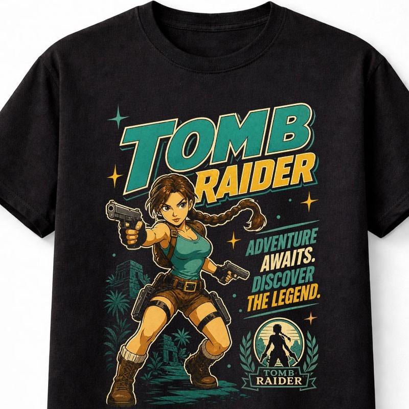 Tomb Raider Lara Croft Adventure Gaming Retro Unisex TShirt