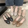 Yuzhihao Women's Summer Pointed Toe Half Slippers - Chunky Heel Casual Low Sandals
