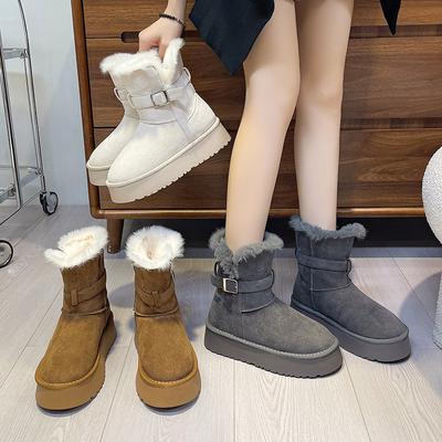 Botas de Nieve para Mujer Talla Grande Suela Blanda Invierno Cálidas de Piel Botines Acolchados con Forro Botas de Algodón Antideslizantes para Senderismo Casual Deportivo