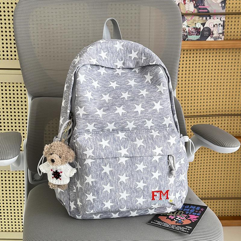 Schoolbag Handsome Mijia New College Style Star Printed Backpack Female Students Large Capacity Lightweight School Bag Junior High School Backpack
