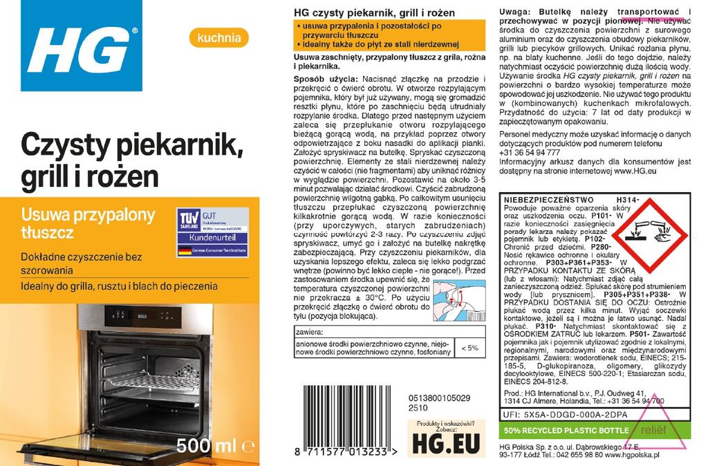 HG Clean Grill Profesionální čisticí prostředek na grily a trouby