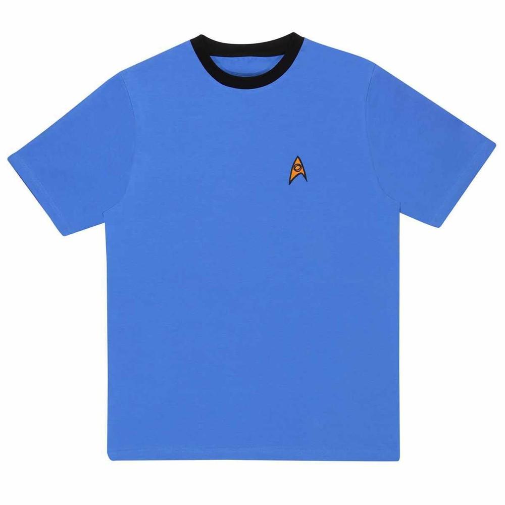 

** Star Trek Mr Spock Blue Science Officer Uniform Ringer T-shirt ** L