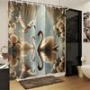 Swan Lake Shower Curtain Rose Flowers Elegant Water Reflection 3D Printed Waterproof Bathroom Decor Romantic Classical