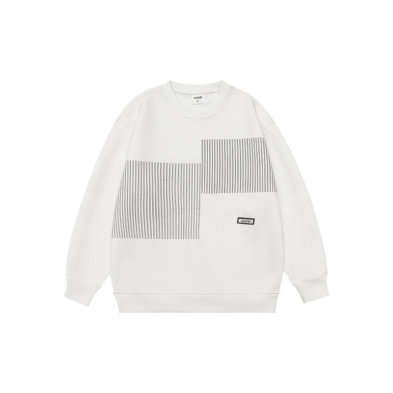 

Осенний модный фирменный дизайн Sense Полосатый тяжелый мужской свитер в американском стиле с круглым вырезом и свободной внутренней отделкой 4XL белый