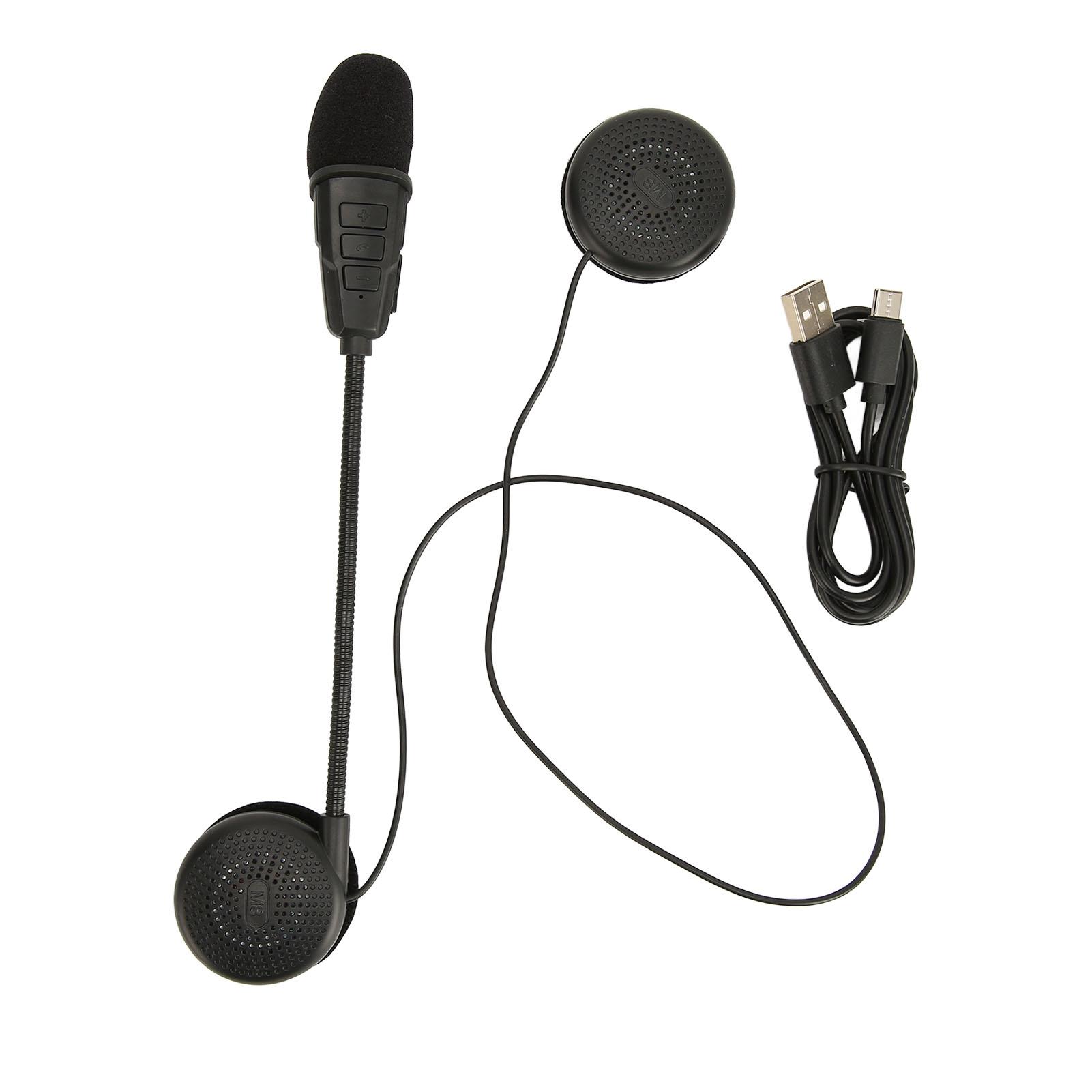 

Motorcycle Helmet Bluetooth 5.0 Headset Noise Reduction Hands Free Rechargeable Sports Headset with Microphone Black