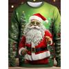 Santa Claus Pattern T-Shirt For Men Christmas Balloon 3D Printed T Shirts Autumn Casual Long Sleeves Loose Round Neck Tops Tees
