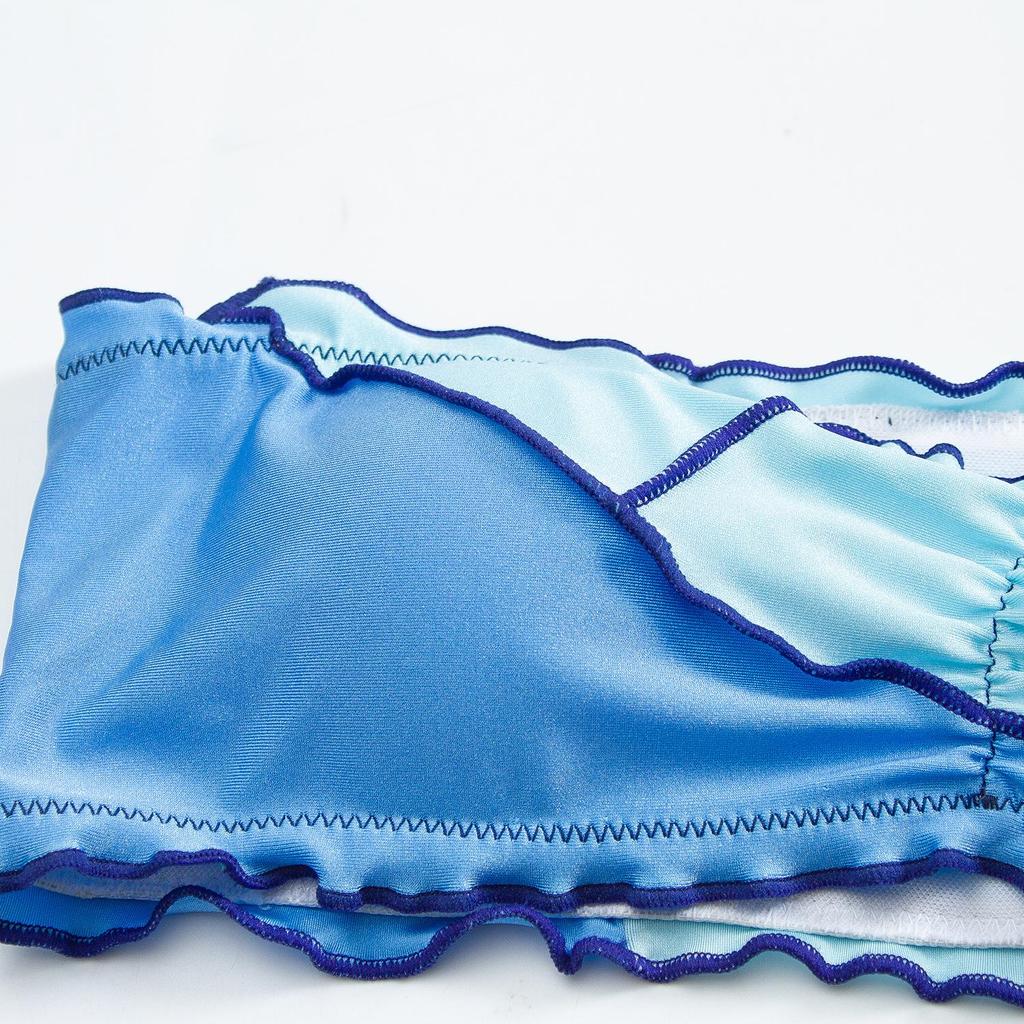 Dam axelbandslös Patchwork Tvådelad Bikini Set Split Triangle Baddräkt Badkläder