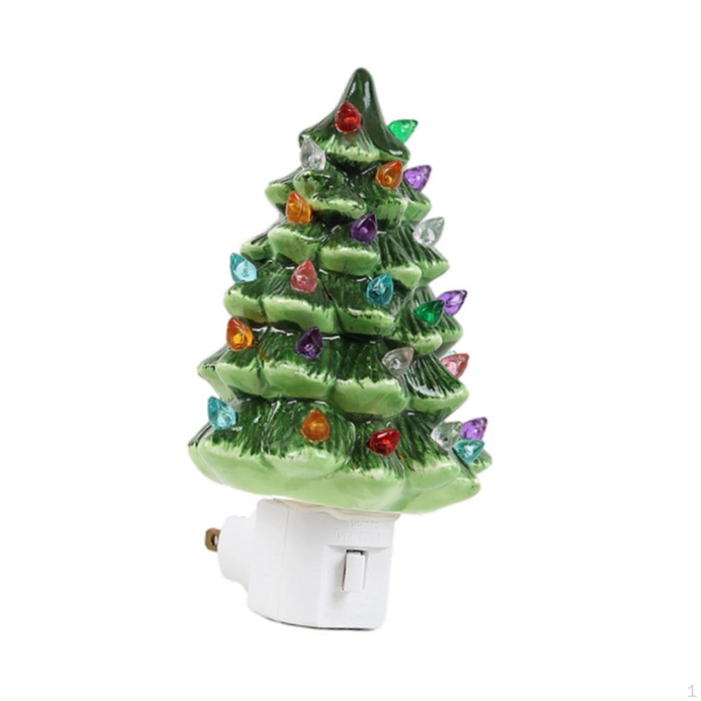 Ceramic Night Light Christmas Tree with Bulbs for Office And Home