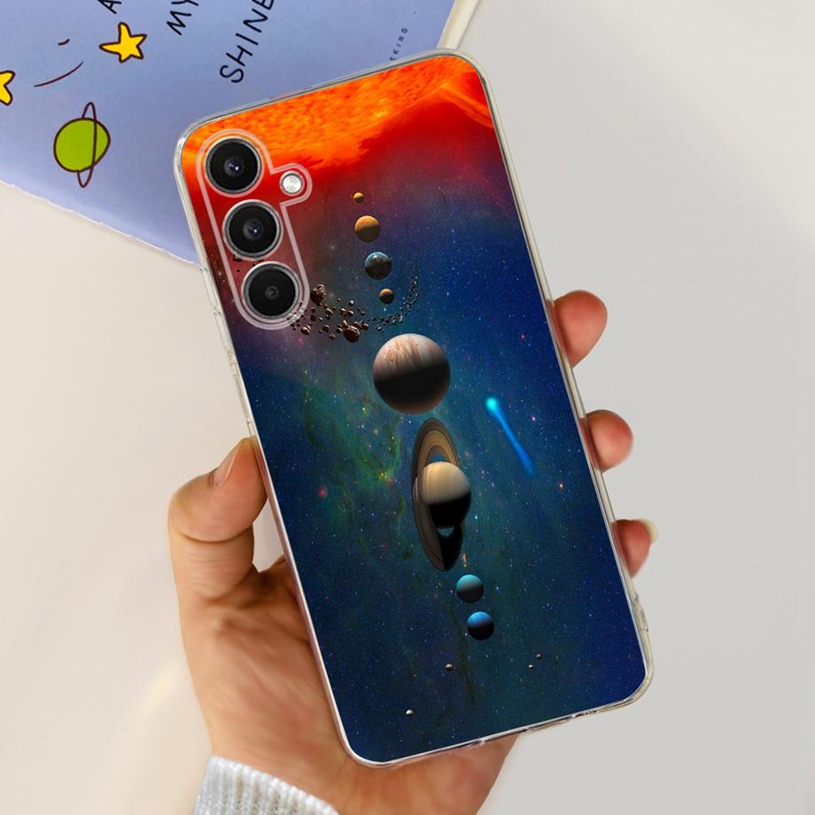 For Galaxy A24 Phone Case Transparent Ultra Soft Slim Silicone Back Bumper Shell For samsung A24 4g SM-245F Dinosaur Caut Cat