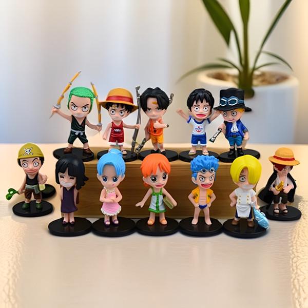 One Piece Figurine Set: Luffy, Zoro, Ace - Anime Collectible Gift Box for Students